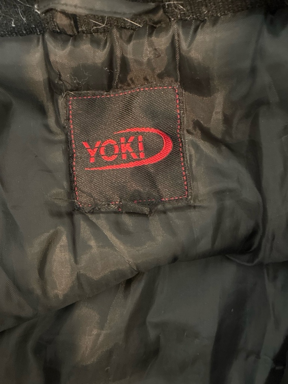 Yoki Black Puffer Jacket with Red Logo Detail